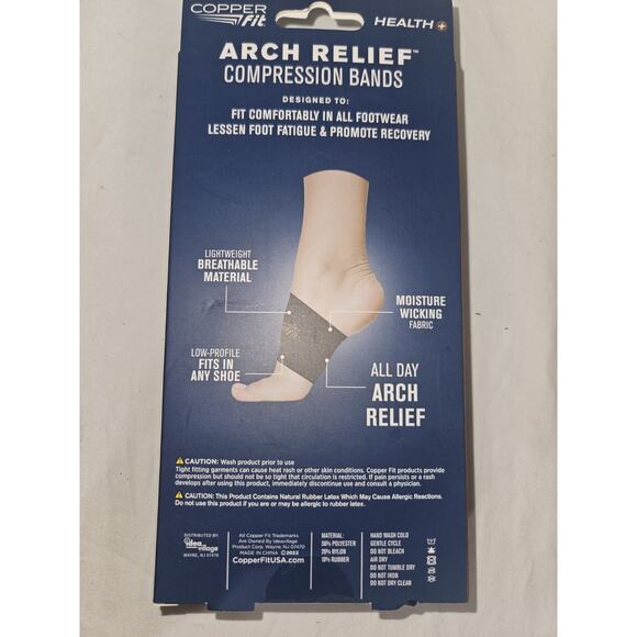 Copper Fit Arch Relief Compression Bands, Professional Grade Orthopedic Support - Picture 2 of 4